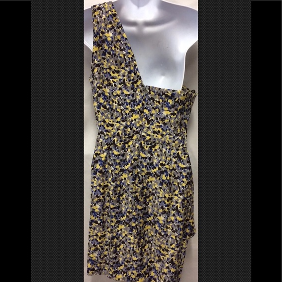 PARKER 100% Silk One Shoulder Geometric Print Mini - Picture 5 of 7